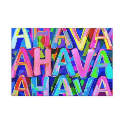 Ahava Love Judaica Canvas Wall Art, Modern Judaica Wall Decor, Hanukkah Gift