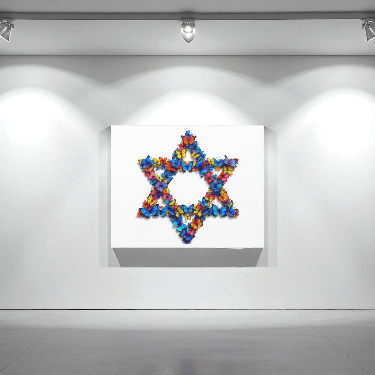 Butterfly Star of David Judaica Canvas Wall Art, Modern Judaica Wall Decor, Jewish Gift