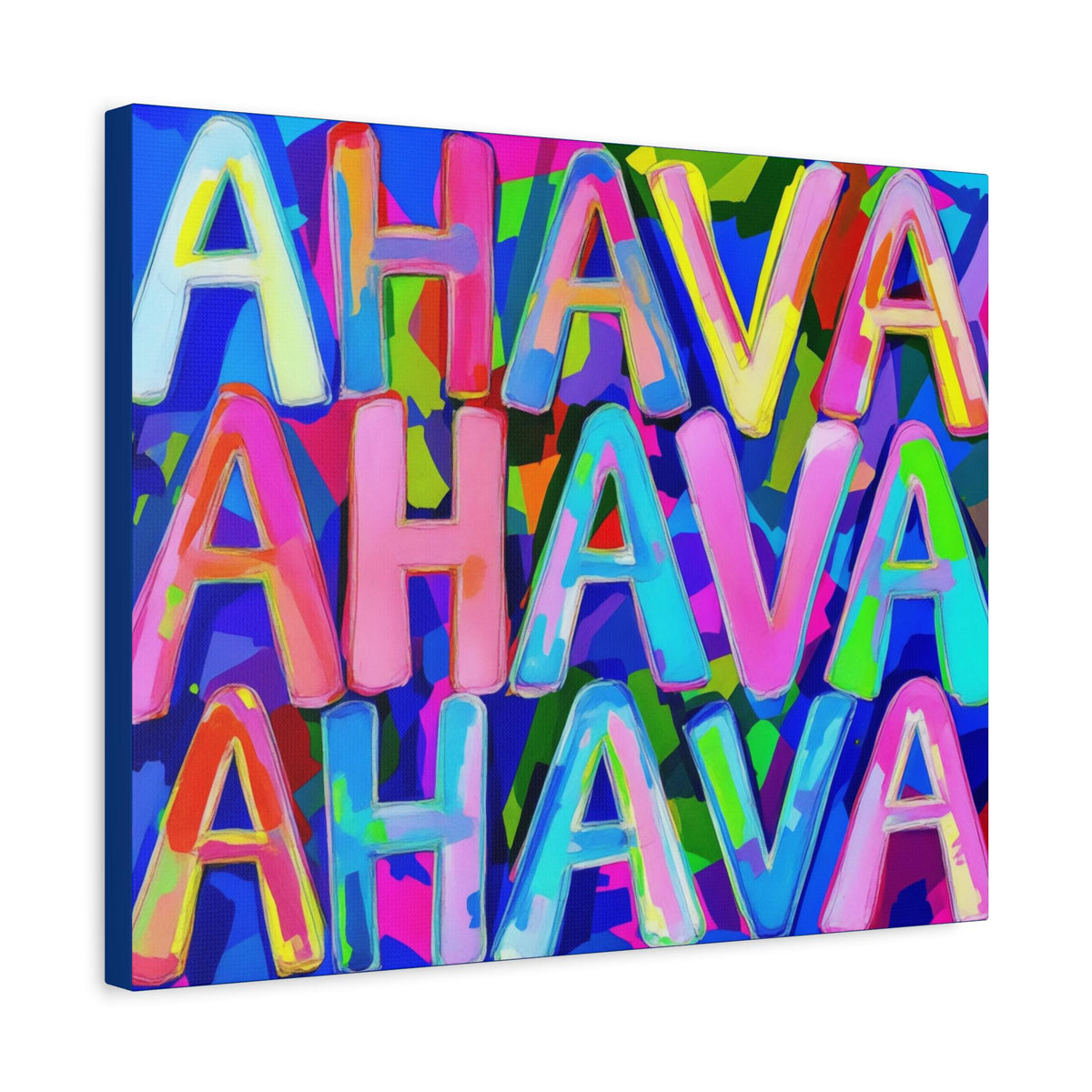 Ahava Love Judaica Canvas Wall Art, Modern Judaica Wall Decor, Hanukkah Gift