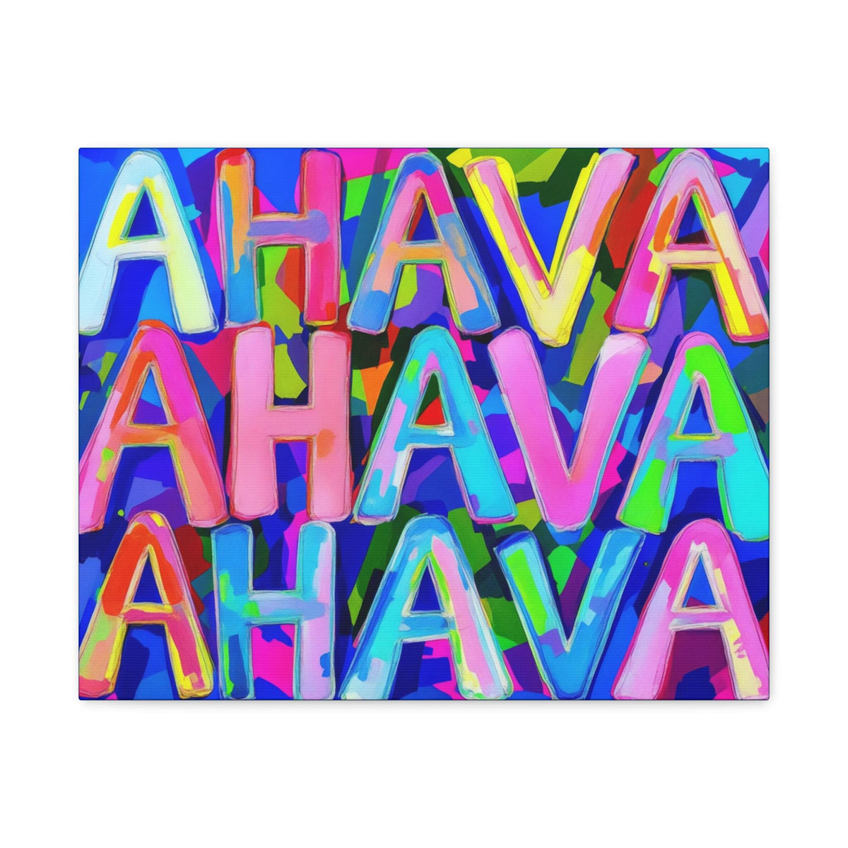 Ahava Love Judaica Canvas Wall Art, Modern Judaica Wall Decor, Hanukkah Gift