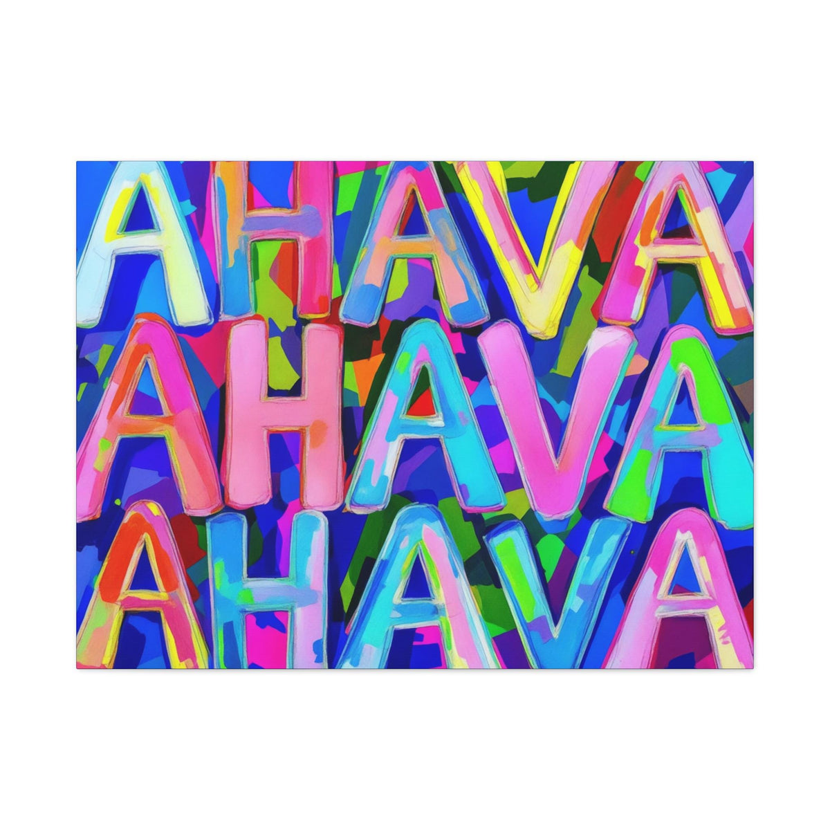 Ahava Love Judaica Canvas Wall Art, Modern Judaica Wall Decor, Hanukkah Gift