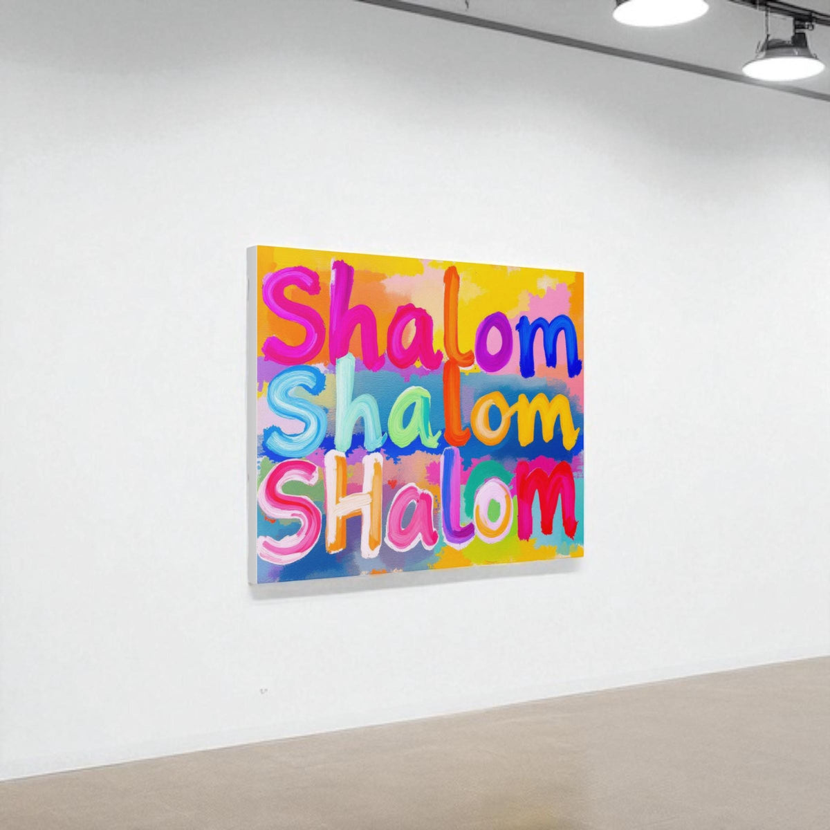 Abstract Shalom Judaica Canvas Wall Art, Modern Judaica Wall Decor, Jewish Gift