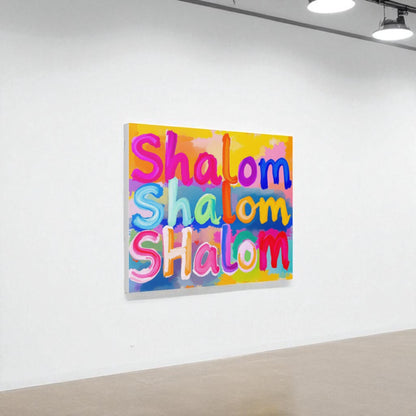 Abstract Shalom Judaica Canvas Wall Art, Modern Judaica Wall Decor, Jewish Gift