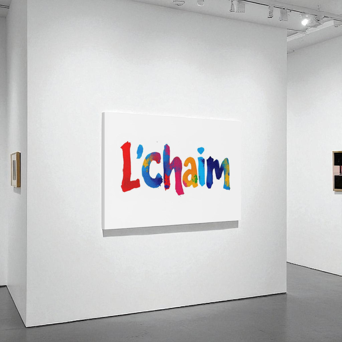 L’Chaim Judaica Canvas Wall Art, Modern Judaica Wall Decor, Jewish Gift
