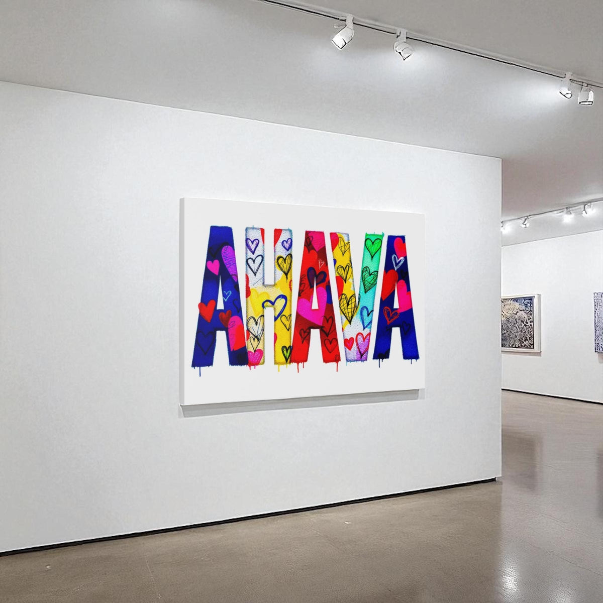 Ahava Love Judaica Canvas Wall Art, Modern Judaica Wall Decor, Jewish Gift