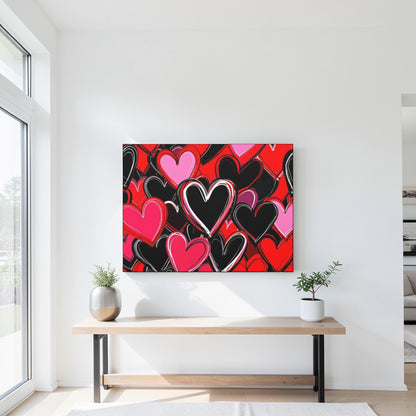 Modern Hearts All the Love Canvas Wall Art, Modern Home Decor, Valentines Day Gift