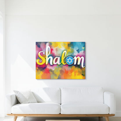 Star of David Jewish Shalom Judaica Canvas Wall Art, Modern Judaica Wall Decor, Jewish Gift