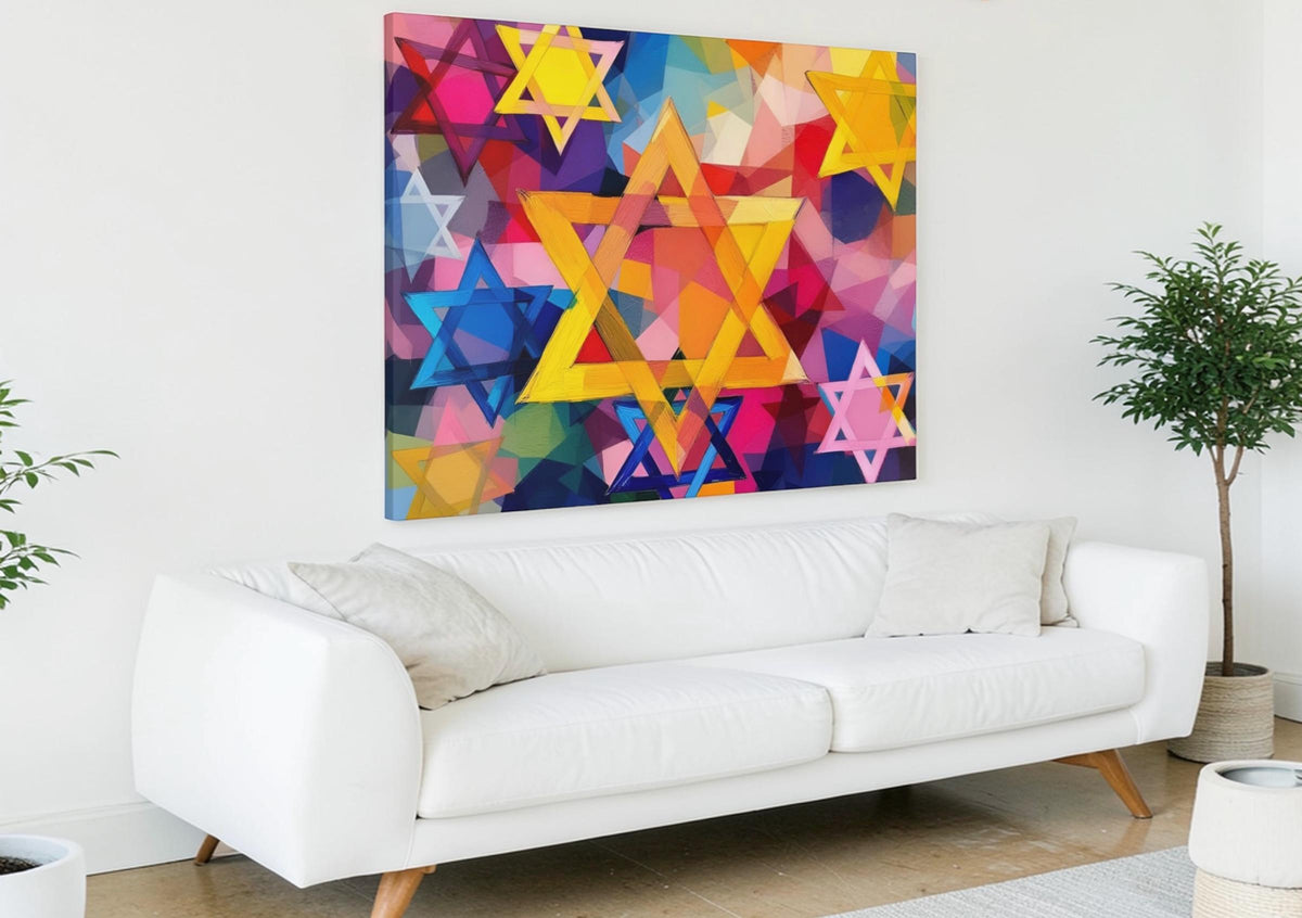 Shalom Star of David Judaica Jewish Canvas Wall Art, Modern Judaica Wall Decor, Jewish Gift