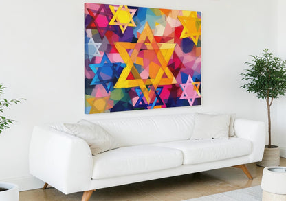 Shalom Star of David Judaica Jewish Canvas Wall Art, Modern Judaica Wall Decor, Jewish Gift