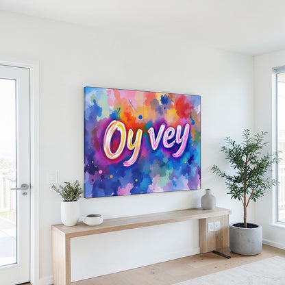 Oy Vey Colorful Jewish Judaica Print Canvas Wall Art, Modern Judaica Wall Decor, Jewish Gift