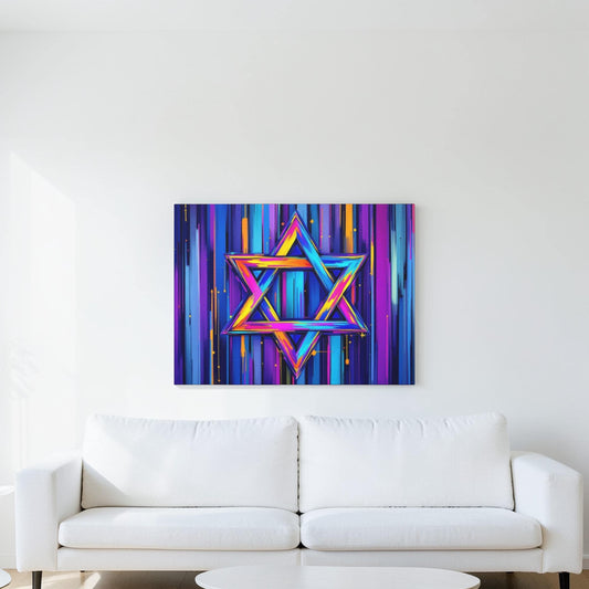 Star of David Judaica Jewish Star Canvas Wall Art, Modern Judaica Wall Decor, Jewish Gift