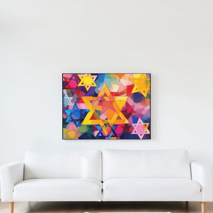 Shalom Star of David Judaica Jewish Canvas Wall Art, Modern Judaica Wall Decor, Jewish Gift