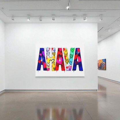 Ahava Love Judaica Canvas Wall Art, Modern Judaica Wall Decor, Jewish Gift