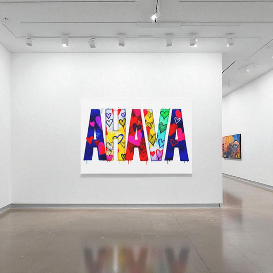 Ahava Love Judaica Canvas Wall Art, Modern Judaica Wall Decor, Jewish Gift