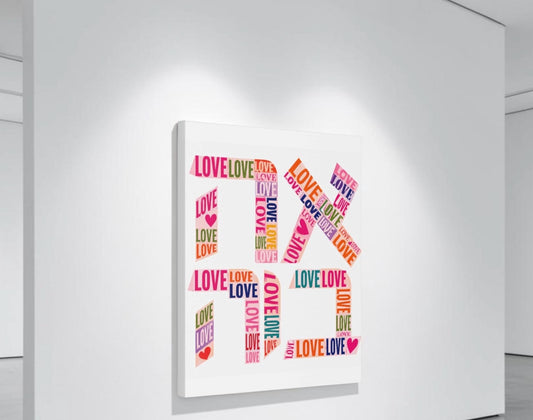 Ahava Love Canvas Wall Art, Modern Judaica Wall Decor, Jewish Gift