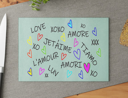 Love In Languages Cutting Board Serving Platter