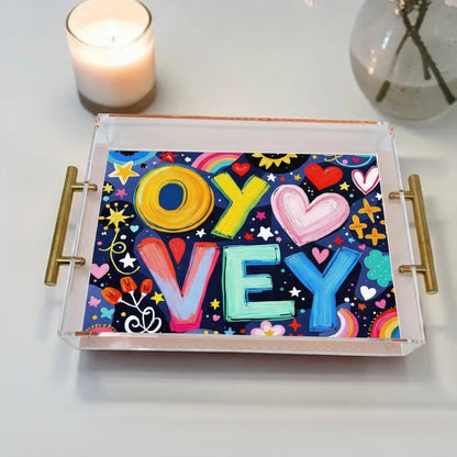 Oy Vey Judaica Art Acrylic Tray