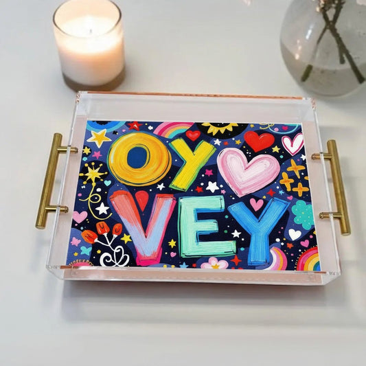 Oy Vey Judaica Art Acrylic Tray
