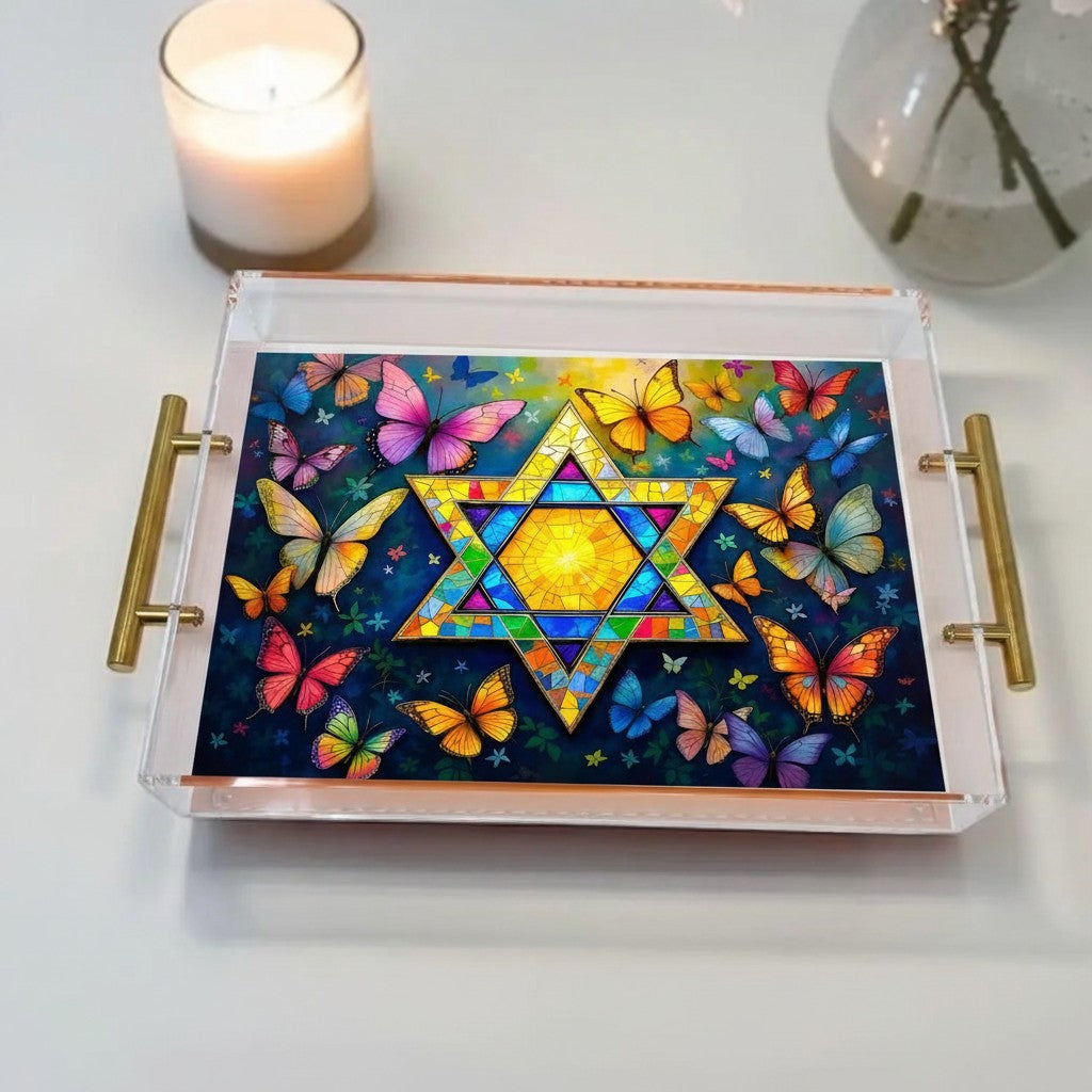 Star Of David Jewish Star Judaica Art Acrylic Tray