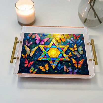 Star Of David Jewish Star Judaica Art Acrylic Tray