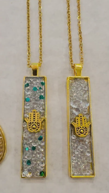 Semi Precious Stone Star Of David Gold Necklace