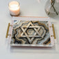 Star Of David Agate Neutrals Judaica Art Acrylic Tray