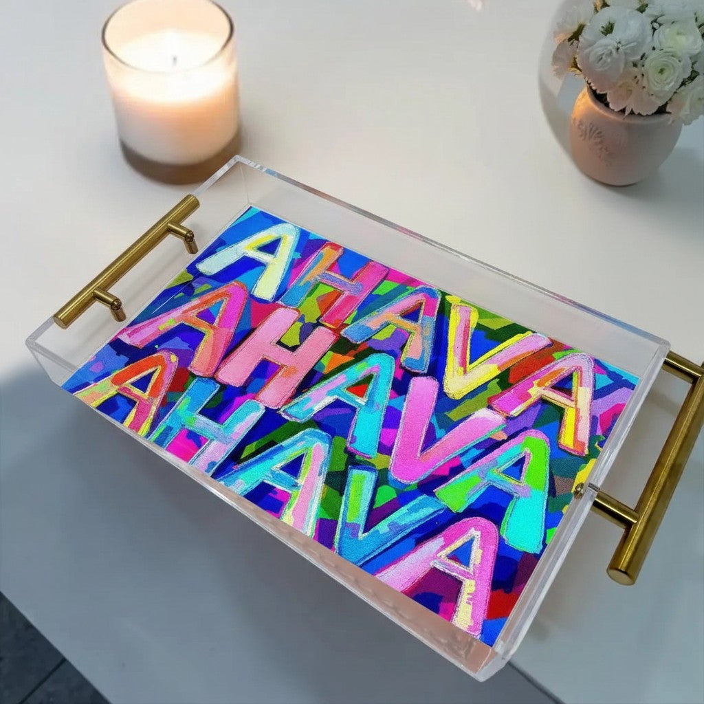 Ahava Love Judaica Art Acrylic Tray