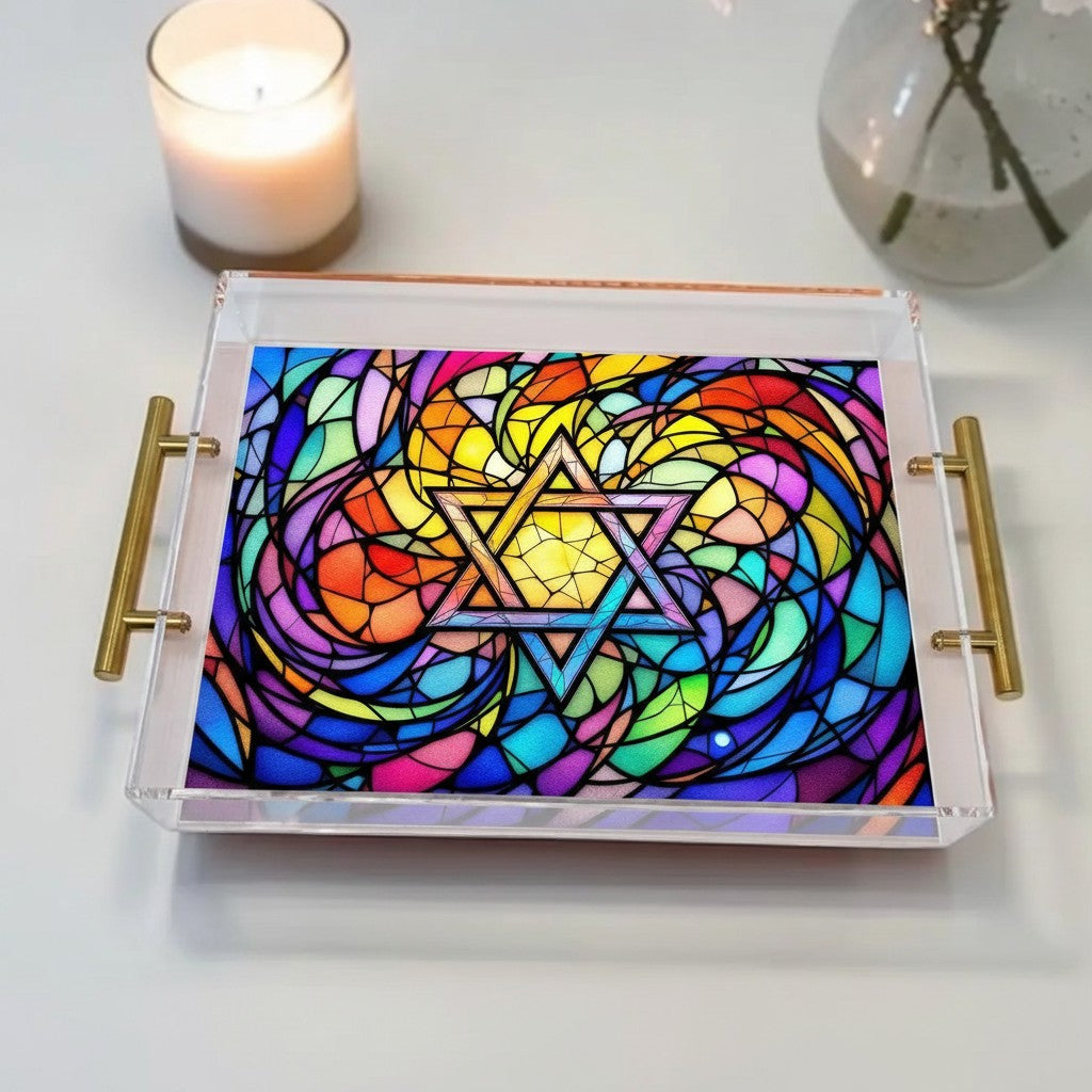 Star OI David Jewish Star Judaica Art Acrylic Tray