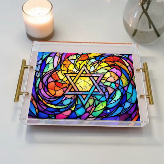 Star OI David Jewish Star Judaica Art Acrylic Tray