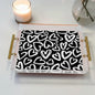 Black And White Abstract Hearts Graffiti Art Acrylic Tray