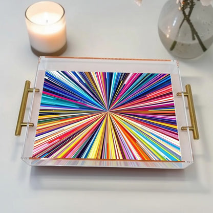 abstract Colorful Lines Acrylic Lucite Tray