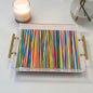 Abstract Colorful Linear Lines Acrylic Tray