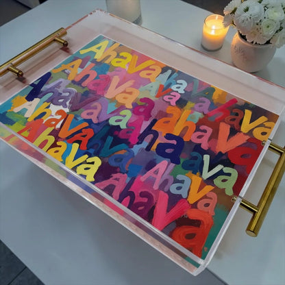 Ahava Love Art Acrylic Lucite Tray