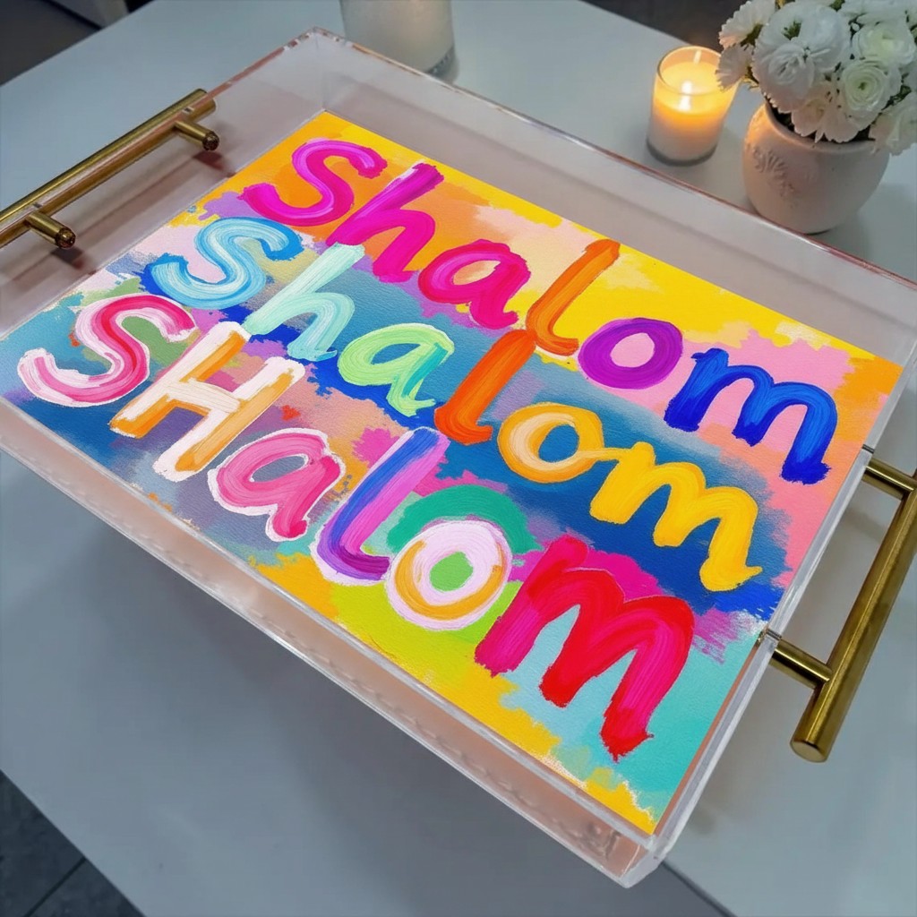 Shalom Judaica Art Acrylic Tray