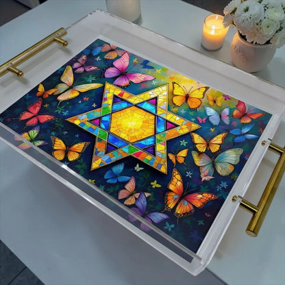Star Of David Jewish Star Judaica Art Acrylic Tray