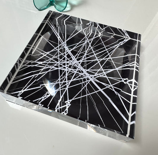 Abstract Black and White Acrylic  Candy Dish Catchall