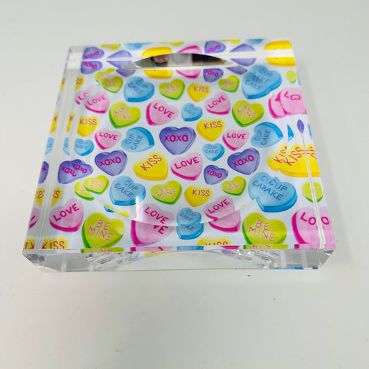 Love  Hearts Candy Acrylic Block  Candy Dish