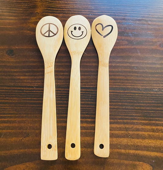 Peace Love Happiness Bamboo Spoon Set