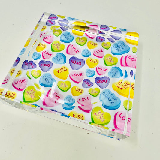 Love  Hearts Candy Acrylic Block  Candy Dish