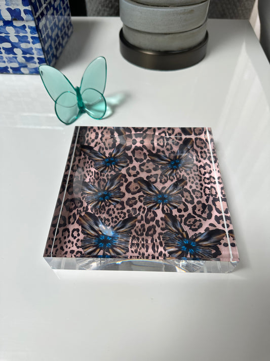 Leopard And Butterfly Acrylic  Candy Dish Catchall