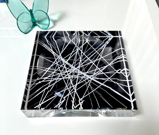Abstract Black and White Acrylic  Candy Dish Catchall
