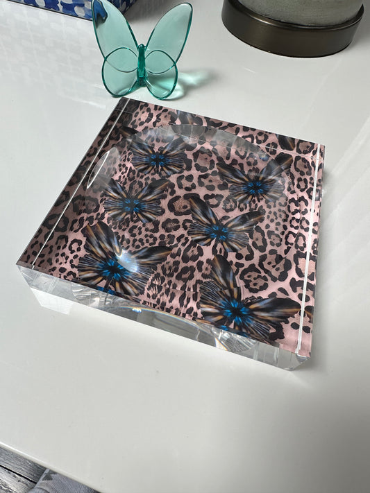 Leopard And Butterfly Acrylic  Candy Dish Catchall