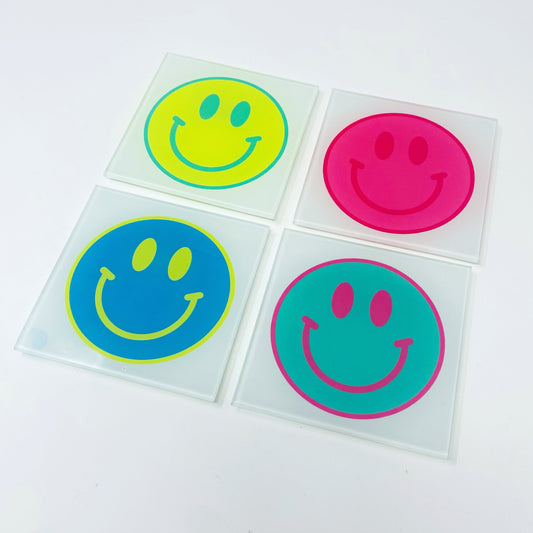 Set Of 4 Smiley Face Coasters