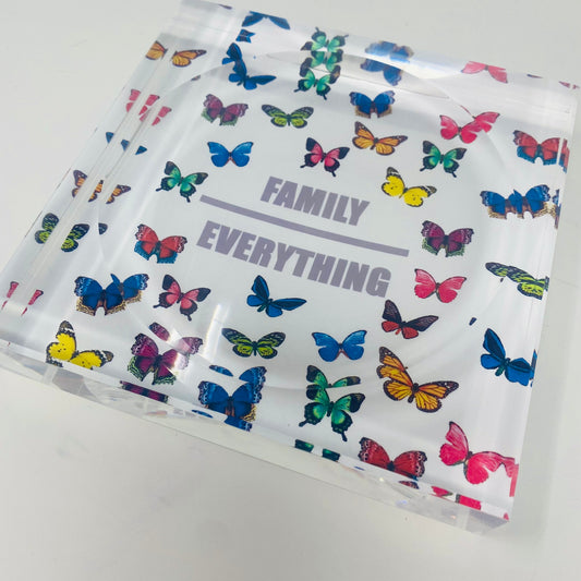 Family Over Everything   Candy Acrylic Block  Candy Dish